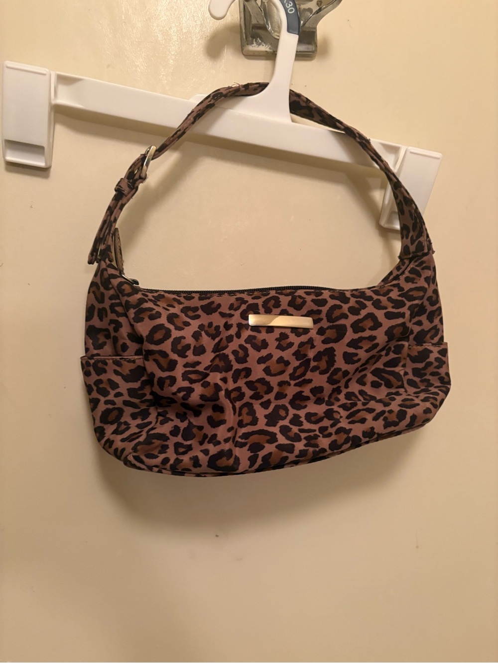 Leopard Print Mini Shoulder Bag in Brown